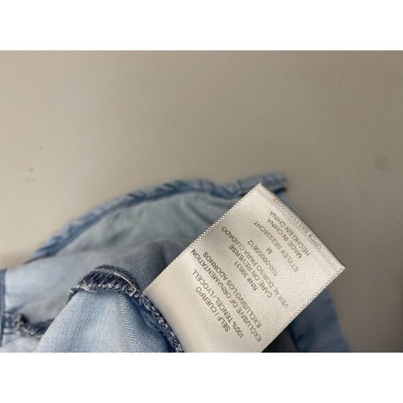 Sam Edelmam Chambray Button Down Shirt Womens size Medium Tencel Classic Boho - Picture 9 of 11